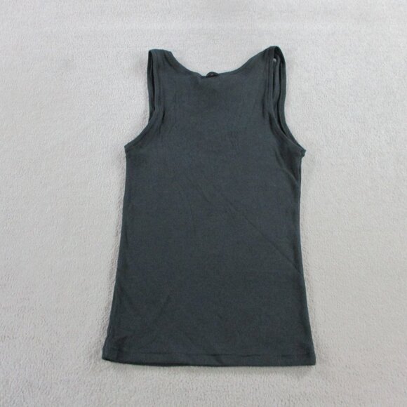 SKIMS Cotton Rib Long Tank Womens Large Soot Black Ribbed Stretch Casual NWT - Picture 3 of 7